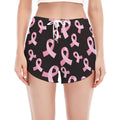 Pink Breast Cancer Ribbon Pattern Print Women's Split Running Shorts