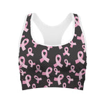 Pink Breast Cancer Ribbon Pattern Print Women's Sports Bra