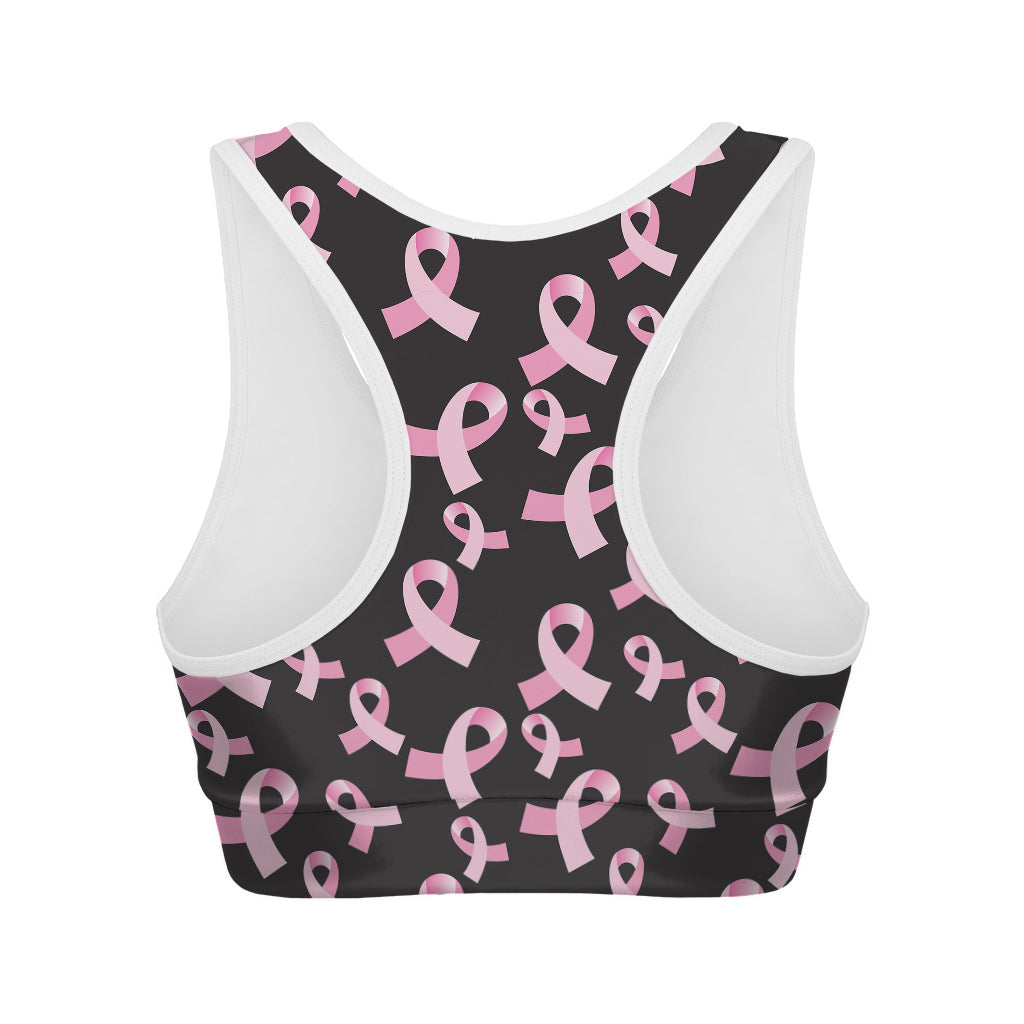 Pink Breast Cancer Ribbon Pattern Print Women's Sports Bra