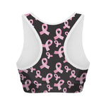 Pink Breast Cancer Ribbon Pattern Print Women's Sports Bra