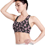 Pink Breast Cancer Ribbon Pattern Print Women's Sports Bra