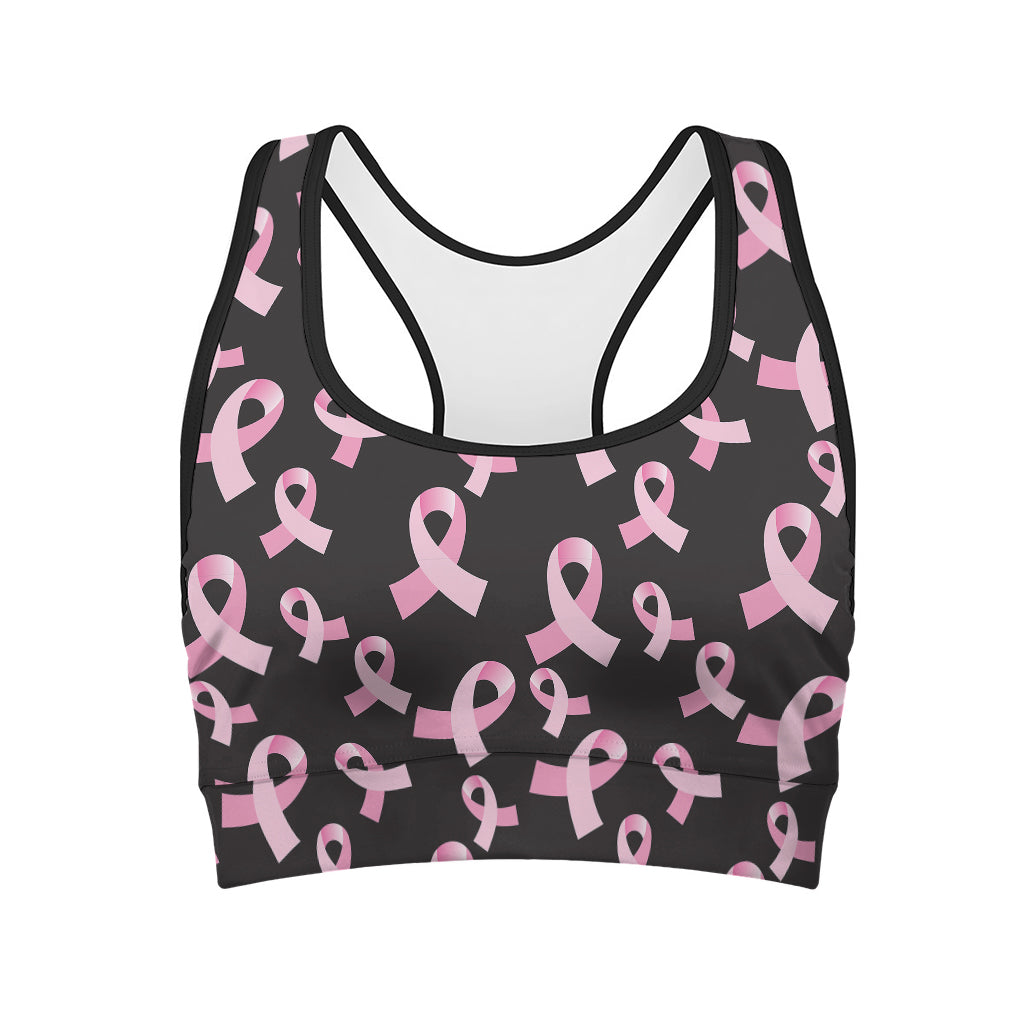 Pink Breast Cancer Ribbon Pattern Print Women's Sports Bra