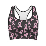 Pink Breast Cancer Ribbon Pattern Print Women's Sports Bra