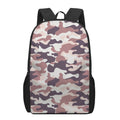 Pink Brown Camouflage Print 17 Inch Backpack