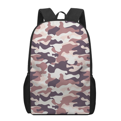 Pink Brown Camouflage Print 17 Inch Backpack
