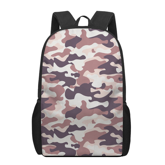 Pink Brown Camouflage Print 17 Inch Backpack