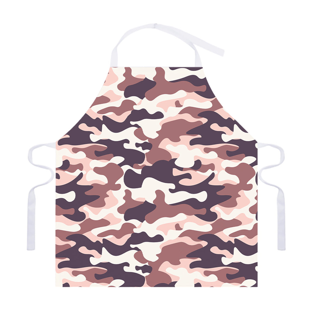 Pink Brown Camouflage Print Adjustable Apron