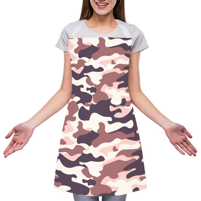 Pink Brown Camouflage Print Adjustable Apron