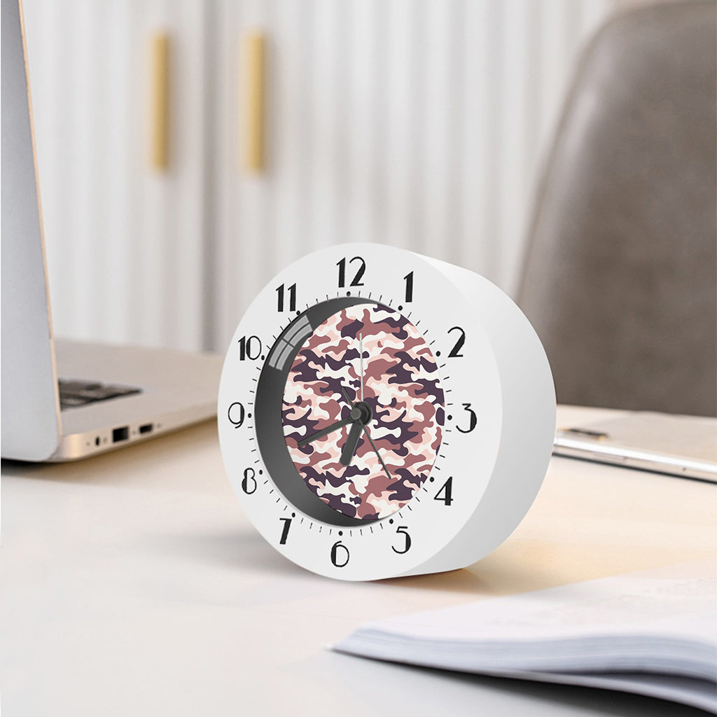 Pink Brown Camouflage Print Alarm Clock