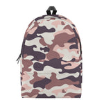 Pink Brown Camouflage Print Backpack