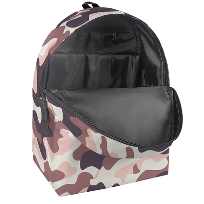 Pink Brown Camouflage Print Backpack