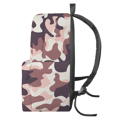 Pink Brown Camouflage Print Backpack