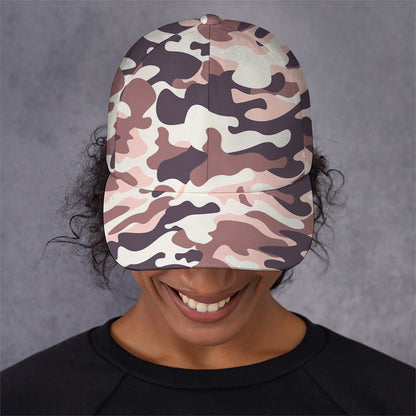 Pink Brown Camouflage Print Baseball Cap