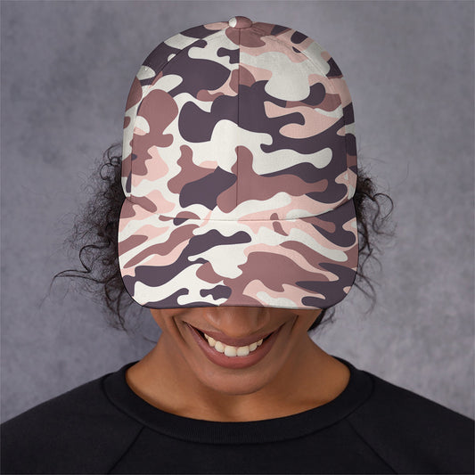 Pink Brown Camouflage Print Baseball Cap