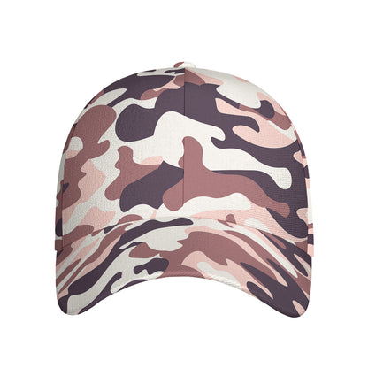Pink Brown Camouflage Print Baseball Cap