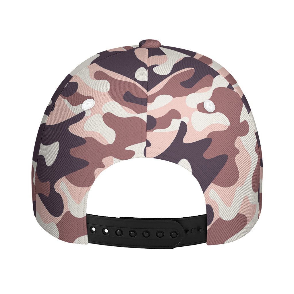 Pink Brown Camouflage Print Baseball Cap