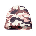 Pink Brown Camouflage Print Beanie