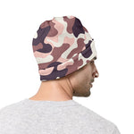 Pink Brown Camouflage Print Beanie