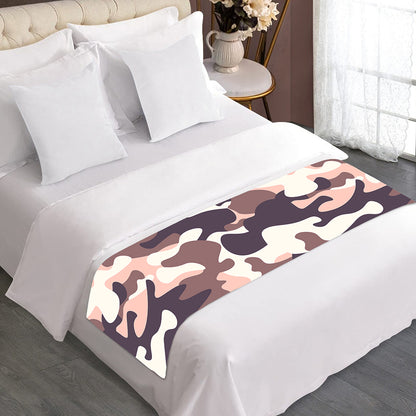 Pink Brown Camouflage Print Bed Runner