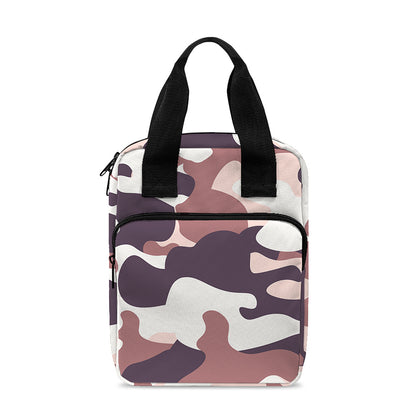 Pink Brown Camouflage Print Bible Tote Bag
