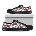 Pink Brown Camouflage Print Black Low Top Sneakers