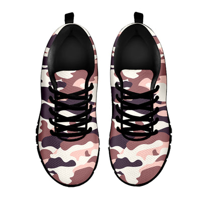 Pink Brown Camouflage Print Black Running Shoes