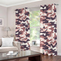 Pink Brown Camouflage Print Dimout Grommet Curtains