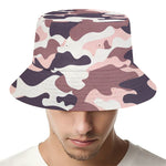 Pink Brown Camouflage Print Bucket Hat