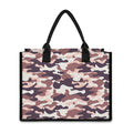 Pink Brown Camouflage Print Canvas Tote Bag