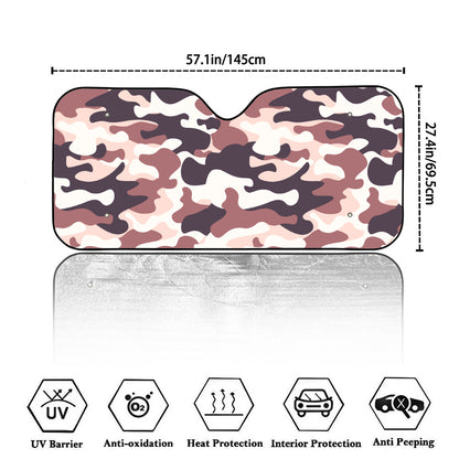 Pink Brown Camouflage Print Car Windshield Sun Shade