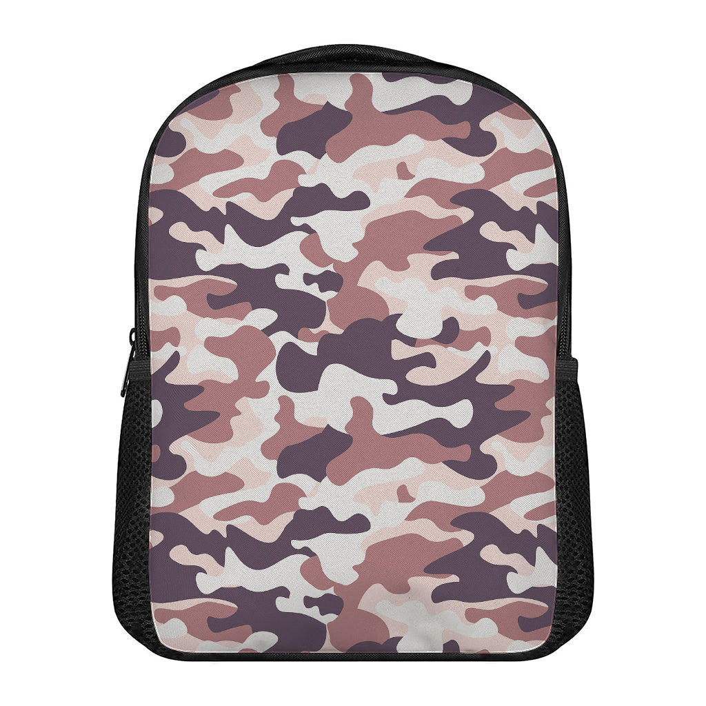 Pink Brown Camouflage Print Casual Backpack