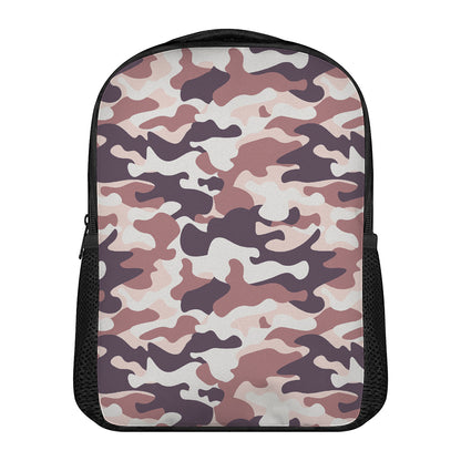 Pink Brown Camouflage Print Casual Backpack