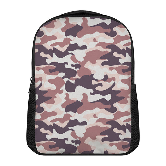 Pink Brown Camouflage Print Casual Backpack