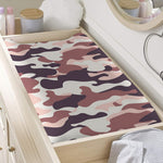 Pink Brown Camouflage Print Changing Pad Cover