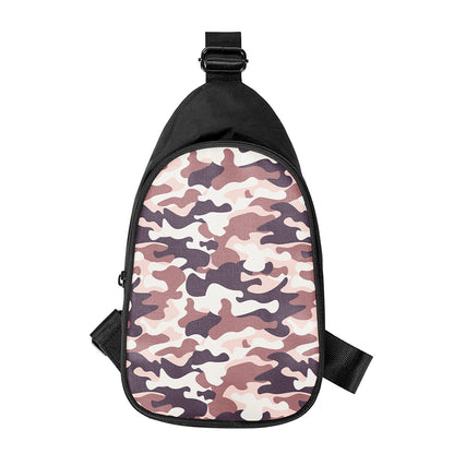 Pink Brown Camouflage Print Chest Bag