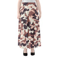 Pink Brown Camouflage Print Chiffon Maxi Skirt