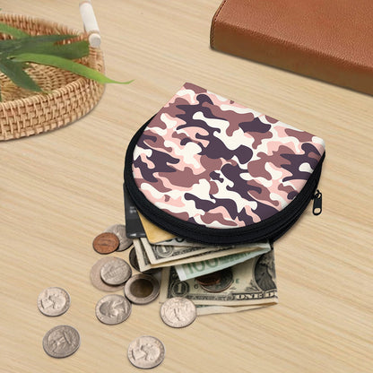 Pink Brown Camouflage Print Coin Purse