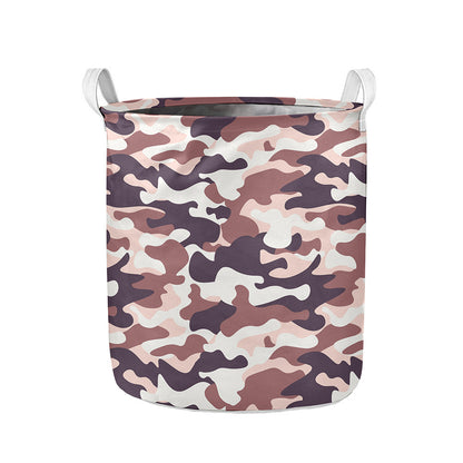 Pink Brown Camouflage Print Collapsible Laundry Basket