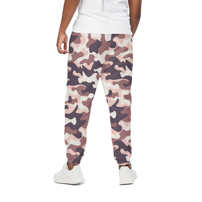 Pink Brown Camouflage Print Cotton Pants