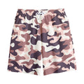 Pink Brown Camouflage Print Cotton Shorts