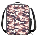 Pink Brown Camouflage Print Crossbody Lunch Bag