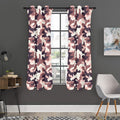 Pink Brown Camouflage Print Grommet Curtain Panels