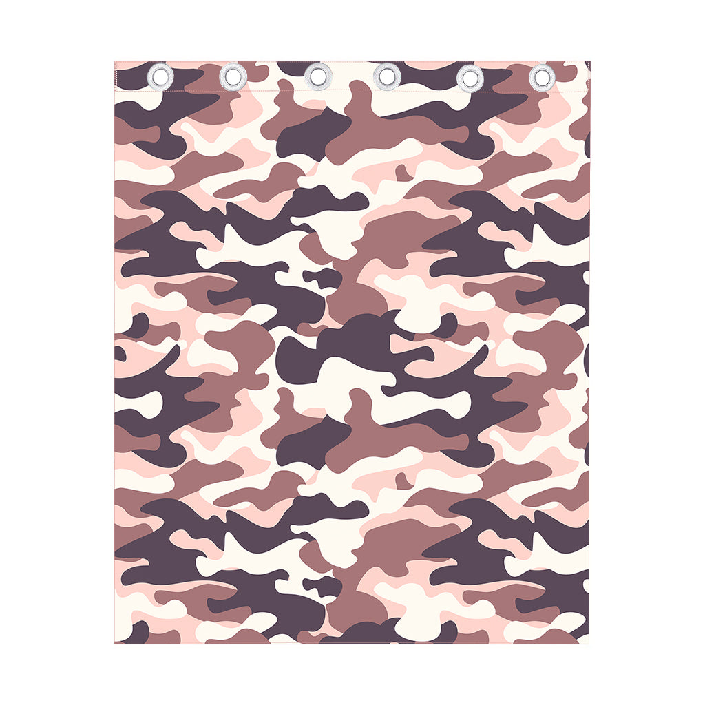 Pink Brown Camouflage Print Curtain