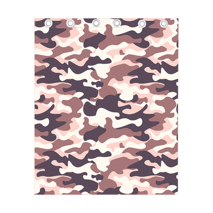 Pink Brown Camouflage Print Curtain