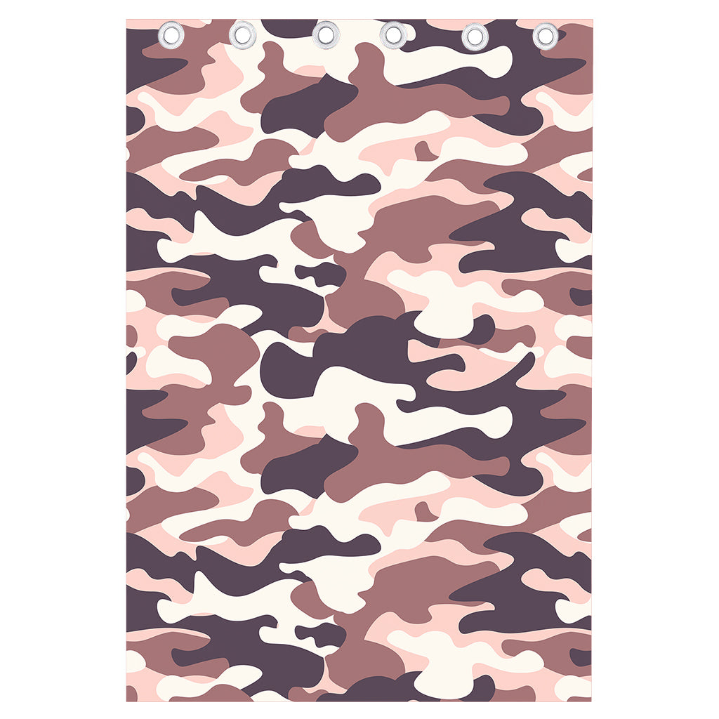 Pink Brown Camouflage Print Curtain