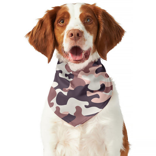 Pink Brown Camouflage Print Dog Bandana
