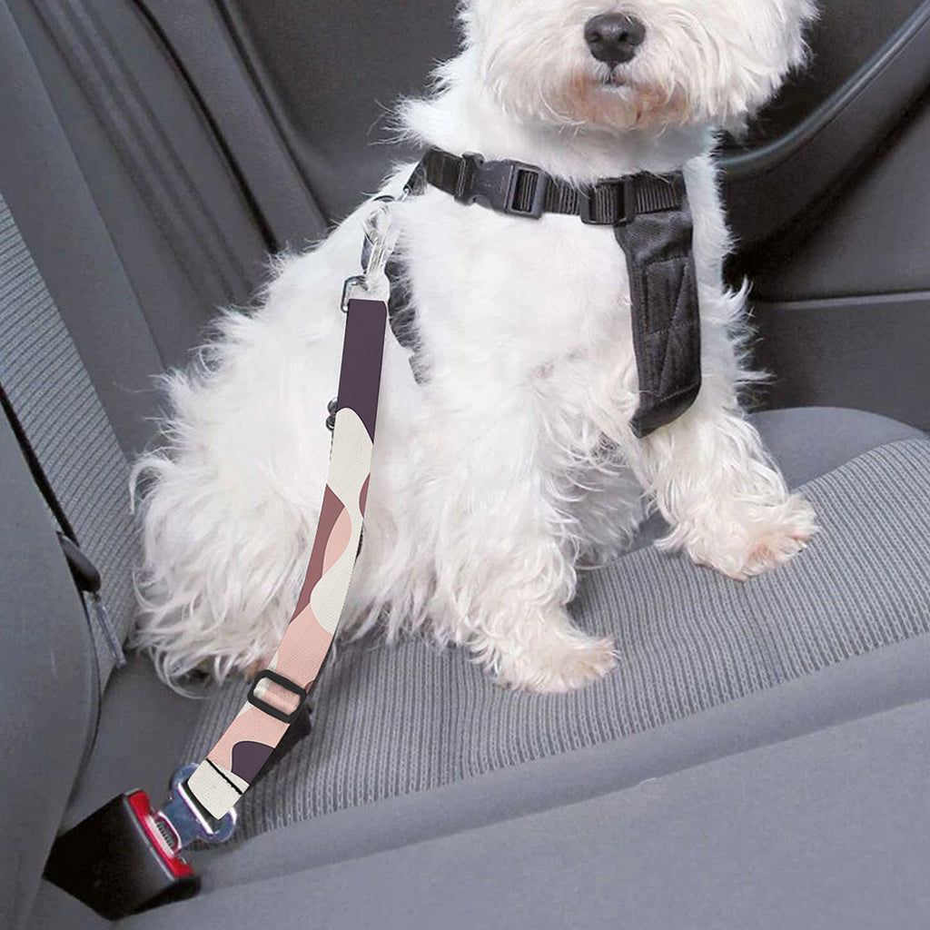 Pink Brown Camouflage Print Dog Seat Belt