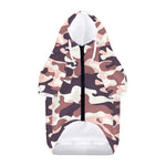 Pink Brown Camouflage Print Dog Zip Up Hoodie
