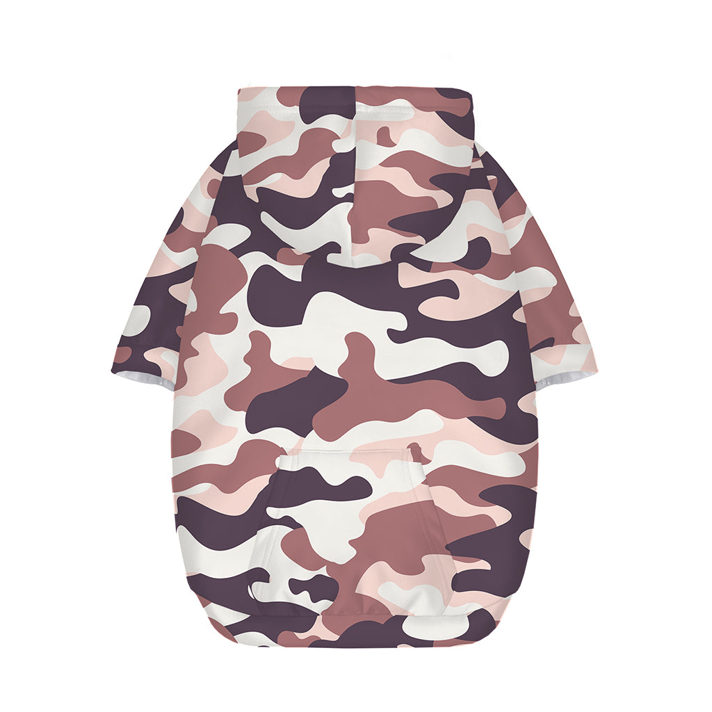 Pink Brown Camouflage Print Dog Zip Up Hoodie