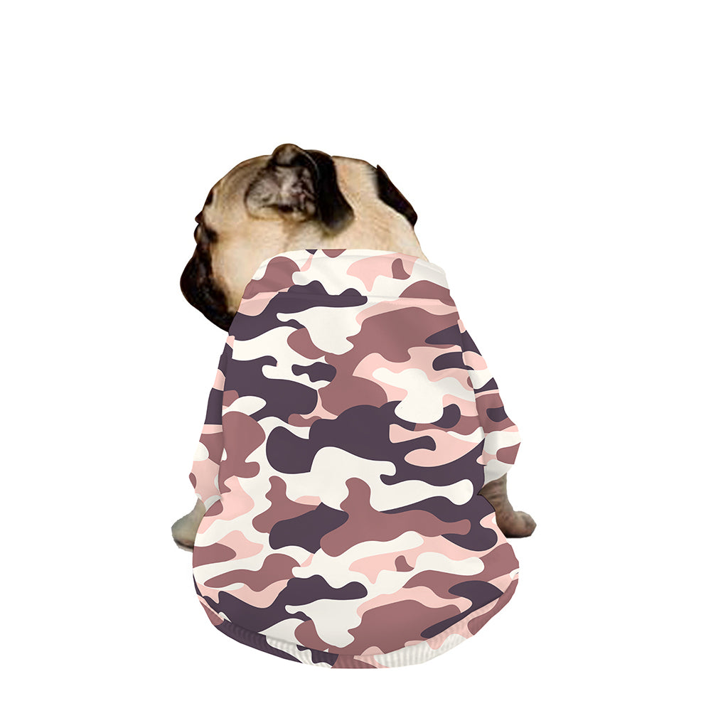 Pink Brown Camouflage Print Dog Zip Up Jacket